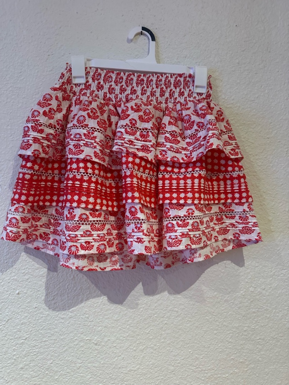 Roller Rabbit Red and White Tiered Mini Skirt